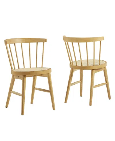Modway Lykke Curved Spindle Back Dining Chairs, Set Of 2 In Brown
