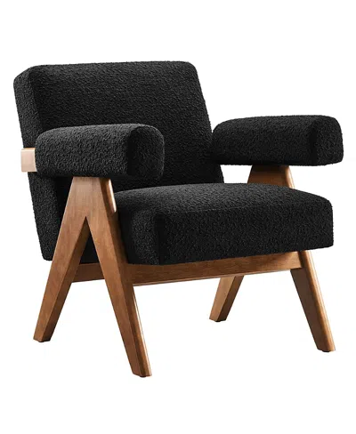 Modway Lyra Boucle Fabric Armchair In Black
