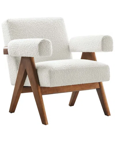 Modway Lyra Boucle Fabric Armchair In White
