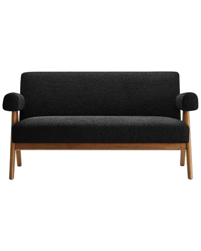 Modway Lyra Boucle Fabric Loveseat In Black