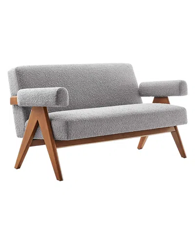 Modway Lyra Boucle Fabric Loveseat In Gray