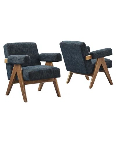 Modway Lyra Fabric Armchair, Set Of 2 In Black