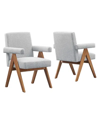 Modway Lyra Fabric Dining Room Chair, Set Of 2 In Gray