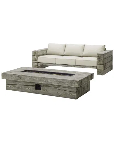 Modway Manteo Rustic Coastal Outdoor Patio Sunbrella Sofa In Gray