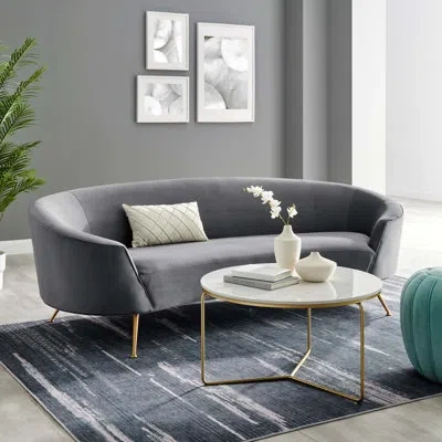 Modway Marchesa Upholstered Performance Velvet Sofa In Gray Velvet
