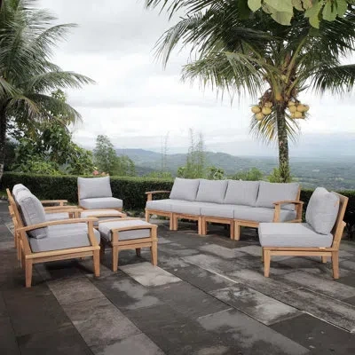 Modway Marina 10 Piece Outdoor Patio Teak Set In Gray