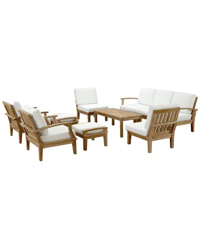 Modway Marina 10pc Outdoor Patio Teak Sofa Set In White