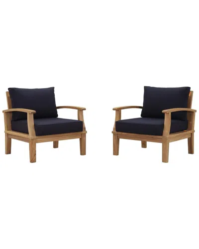 Modway Marina 2 Piece Outdoor Patio Teak Set Navy In Multi
