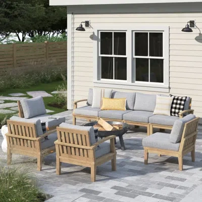 Modway Marina 8 Piece Outdoor Patio Teak Set In Gray