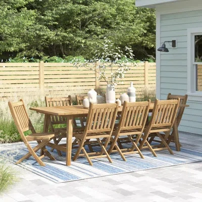 Modway Marina 9 Piece Outdoor Patio Teak Outdoor Dining Set By  In Natural