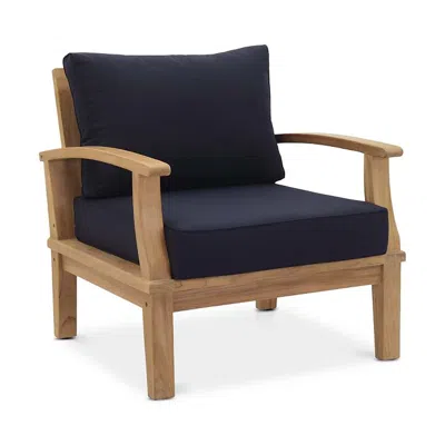 Modway Marina Outdoor Patio Teak Armchair In Natural Navy