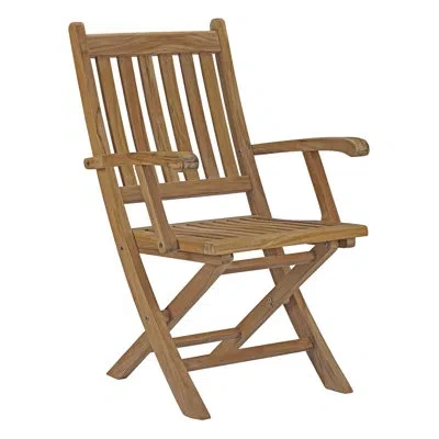 Modway Marina Outdoor Patio Teak Folding Chair In Brown