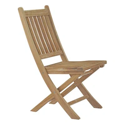 Modway Marina Outdoor Patio Teak Folding Chair In Natural Wood