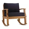 Modway Marina Outdoor Patio Teak Rocking Chair In Natural Navy