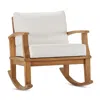 Modway Marina Outdoor Patio Teak Rocking Chair In White