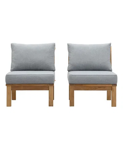 Modway Marina Outdoor Patio Teak, Set Of 2 In Blue