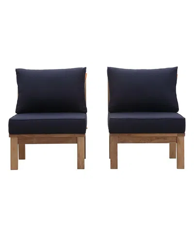 Modway Marina Outdoor Patio Teak, Set Of 2 In Blue