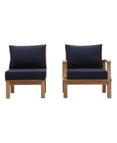 Modway Marina Outdoor Patio Teak, Set Of 2 In Animal Print