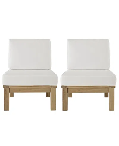 Modway Marina Outdoor Patio Teak, Set Of 2 In White