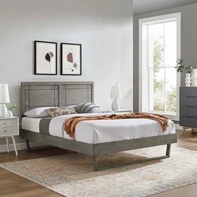 Modway Marlee Wood Platform Bed With Angular Frame In Gray