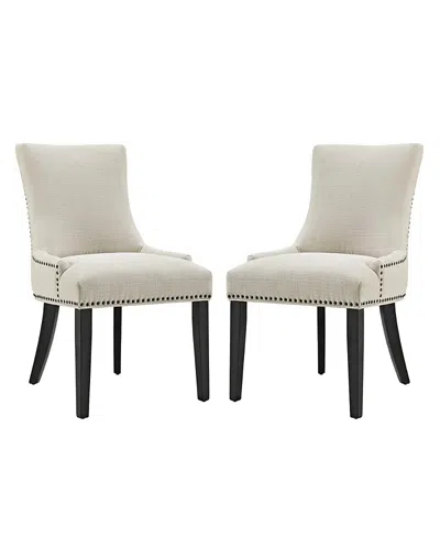 Modway Marquis Fabric Dining Side Chair, Set Of 2 In White