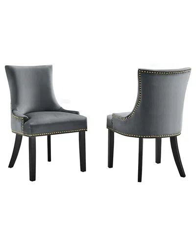 Modway Marquis Performance Velvet Dining Chairs, Set Of 2 In Gray