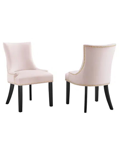 Modway Marquis Performance Velvet Dining Chairs, Set Of 2 In Pink