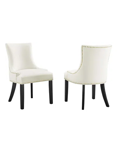 Modway Marquis Performance Velvet Dining Chairs, Set Of 2 In White