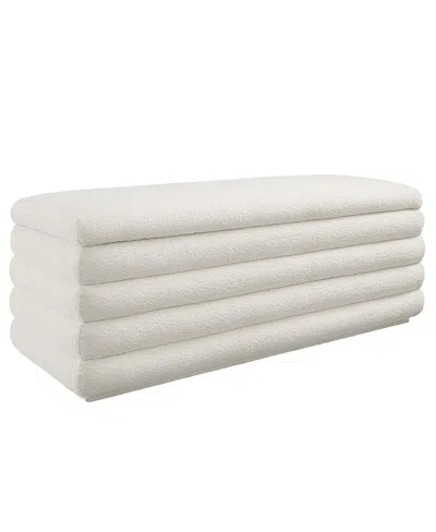 Modway Mezzo Boucle Upholstered Storage Bench In White