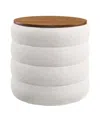 Modway Mezzo Round Boucle Fabric Storage Ottoman In Gray
