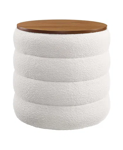 Modway Mezzo Round Boucle Fabric Storage Ottoman In Gray