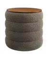 Modway Mezzo Round Boucle Fabric Storage Ottoman Stool In Gray