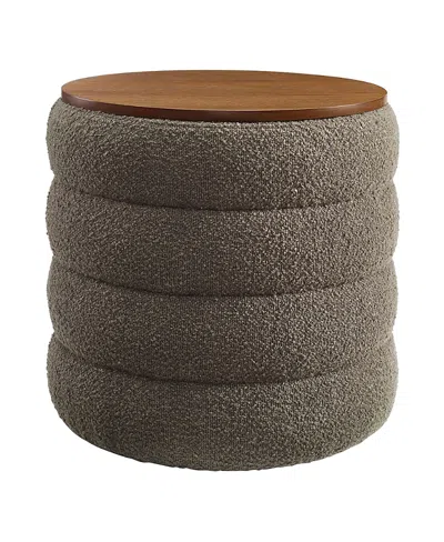 Modway Mezzo Round Boucle Fabric Storage Ottoman In Gray