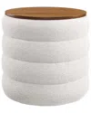 Modway Mezzo Round Boucle Fabric Storage Ottoman Stool