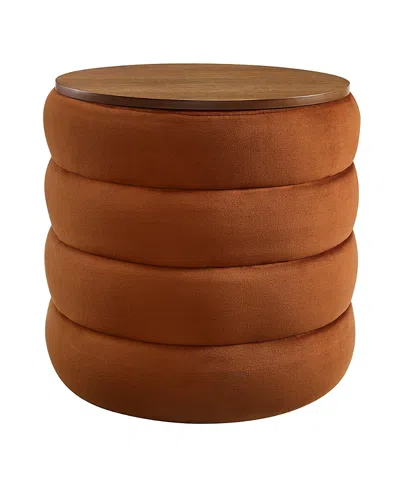 Modway Mezzo Round Performance Velvet Storage Ottoman In Brown