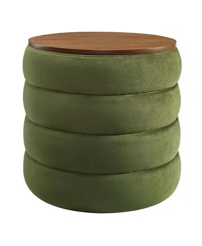 Modway Mezzo Round Performance Velvet Storage Ottoman In Green