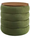 MODWAY MODWAY MEZZO ROUND PERFORMANCE VELVET STORAGE OTTOMAN STOOL