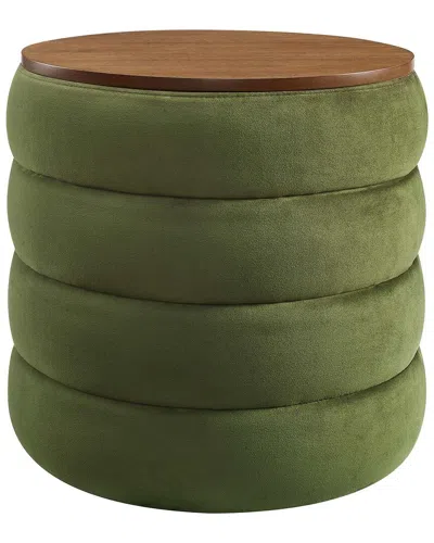 Modway Mezzo Round Performance Velvet Storage Ottoman Stool In Green