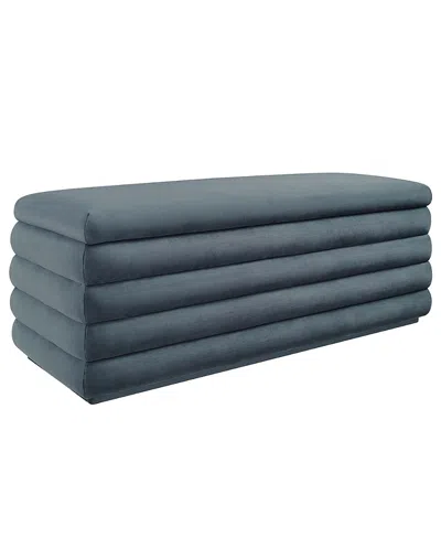 Modway Mezzo Upholstered Performance Velvet Storage Bench In Blue