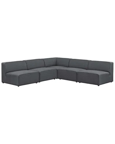 Modway Mingle 5pc Upholstered Fabric Armless Sectional Set In Gray