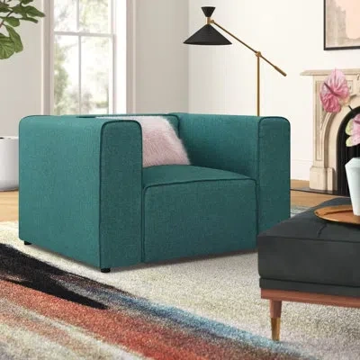 Modway Mingle Upholstered Armchair In Teal Plainweave