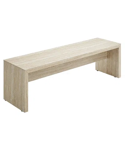 Modway Mirella 62 Faux Travertine Long Bench In Neutral