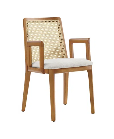 Modway Monarch Wood And Rattan Dining Armchair In Brown