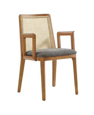 Modway Monarch Wood And Rattan Dining Armchair In Brown