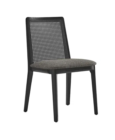 Modway Monarch Wood And Rattan Dining Side Chair In Black