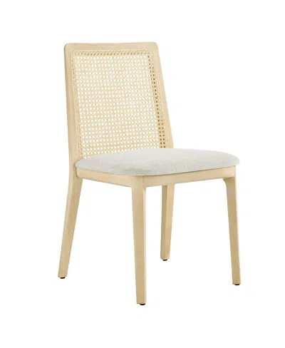 Modway Monarch Wood And Rattan Dining Side Chair In White