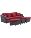 Modway Monterey 4pc Outdoor Patio Wicker Rattan Sofa Set In Red