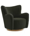 Modway Montrose Wingback Sherpa Swivel Accent Chair In Black