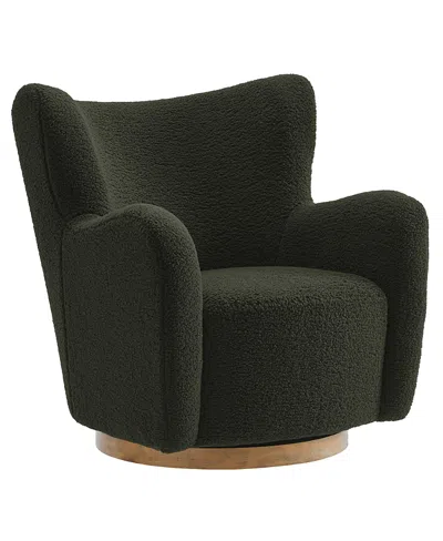 Modway Montrose Wingback Sherpa Swivel Accent Chair In Black