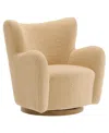 Modway Montrose Wingback Sherpa Swivel Accent Chair In Brown